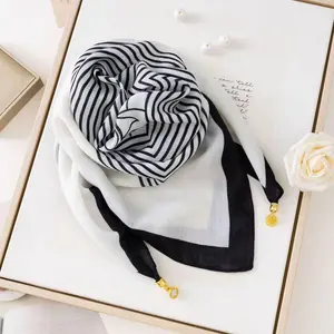 2026 New Warm Square Scarf Magnetic Buckle Triangle Silk Scarf Cotton Scarf Women's Spring, Autumn, Winter Western Style Scarf Style Versatile