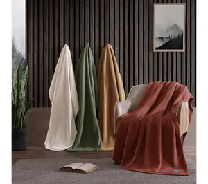 Eddie Bauer Solid Waffle Orange Cotton Full/Queen Blanket