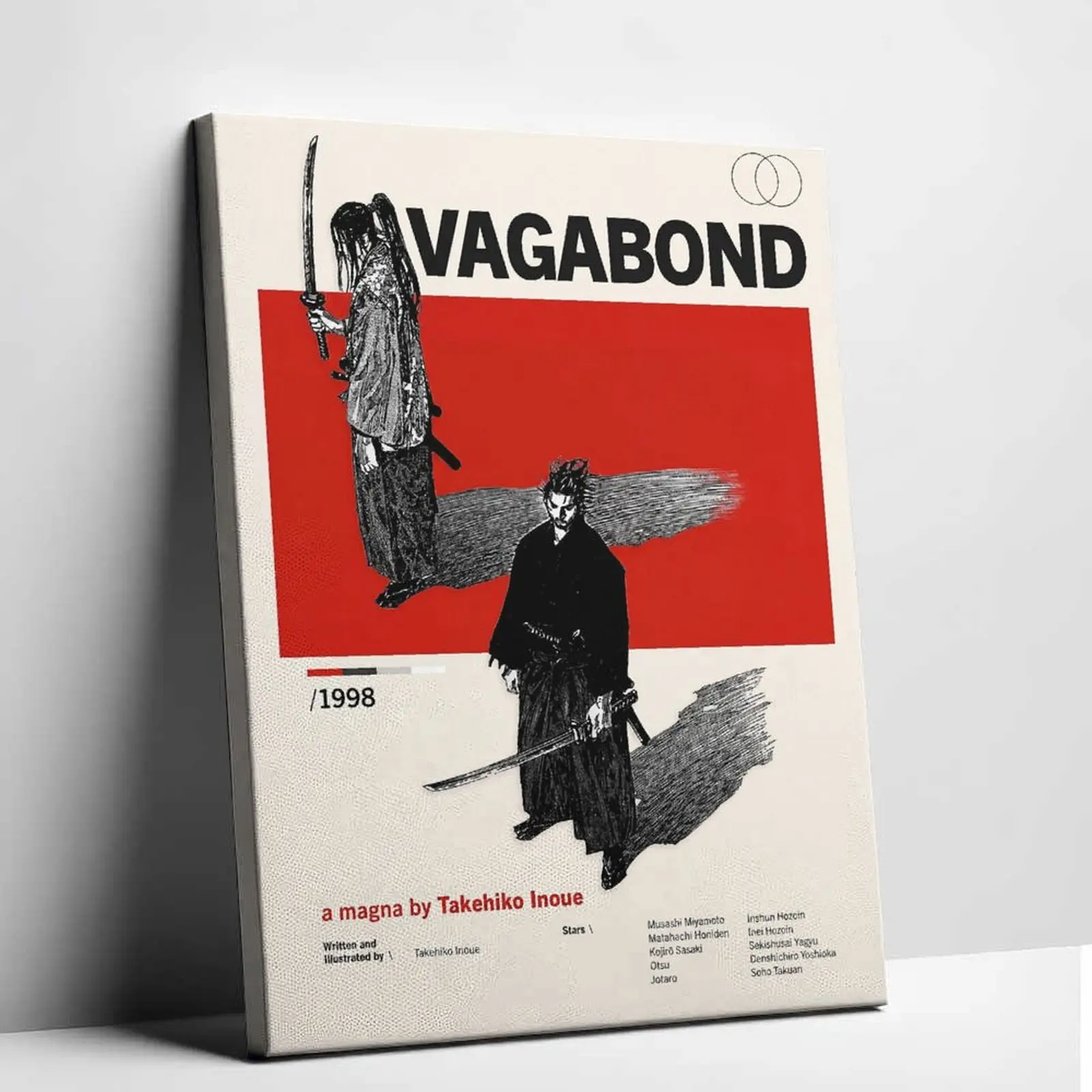 Vagabond Manga Canvas Wall Art Retro Japanese Samurai Poster Takehiko Inoue Musashi Miyamoto Art Painting Vintage Comic Room Decor Aesthetic Picture Wall Hanging Creative Gift Idea for Anime Fans Bedroom Decor