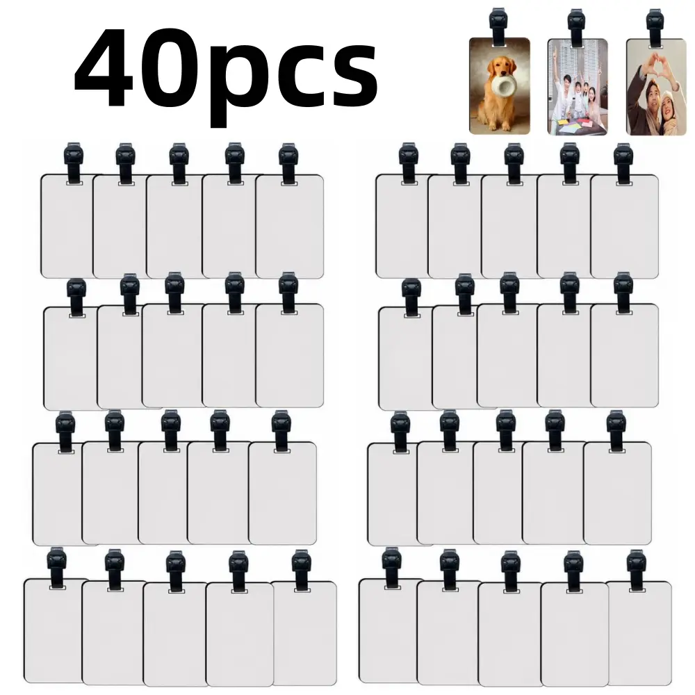 40 pcs Sublimation Blanks Luggage Tag Double Sided MDF Suitcase Label Tag with Slots Keychains Sublimation Bag Tags