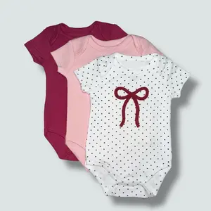 Baby Girls Clothing 3-Pack Short Sleeve Bodysuit - Bow Design, Girls' Sleepwear