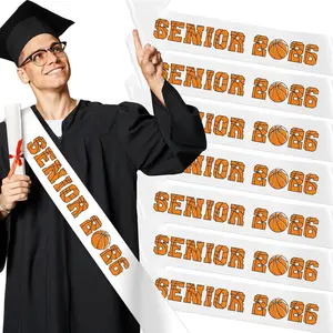 Basketball Senior Sashes 2026, 8 Pack White Graduation Celebration Sash Basketball Theme Letters,  Themed Cheer Grad Class of 2026 Senior Night Decorations Supplies
