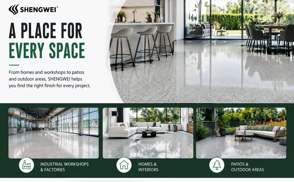 Epoxy Colored Sand Floor Coating Kit, Decorative Stone Finish Floor Paint for Concrete & Tile, Waterproof Seamless Floor Coating, Wear-Resistant DIY Garage Floor Paint, Non-Slip Indoor & Outdoor Flooring for Garage,, Basement, Workshop & Home Renovation