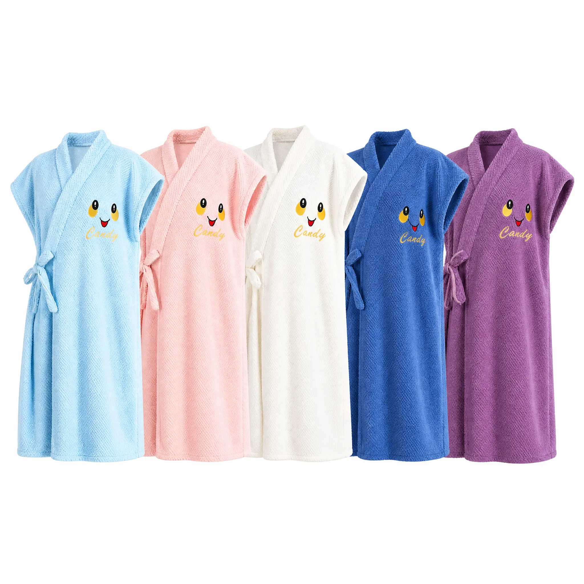 Women's Lotus Linen Waffle Spa Robe - Embroidery Style, Soft Cotton Fabric, Knee-Length, Absorbent Adjustable Tie-Waist, Lightweight Summer Nightwear Gowns, Matching Bridesmaid Bath Towel Set for Bathroom Use, Flattering Fit