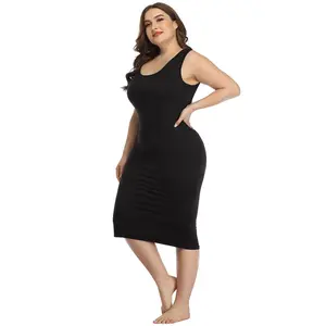 HDE Plus Size Bodycon Midi Dress | Casual Fitted Jersey Tank Dress, Comfortable Everyday Sundress