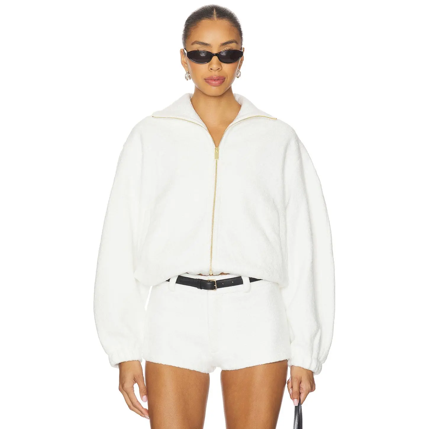 Amanda Uprichard Como Bomber Jacket in Ivory