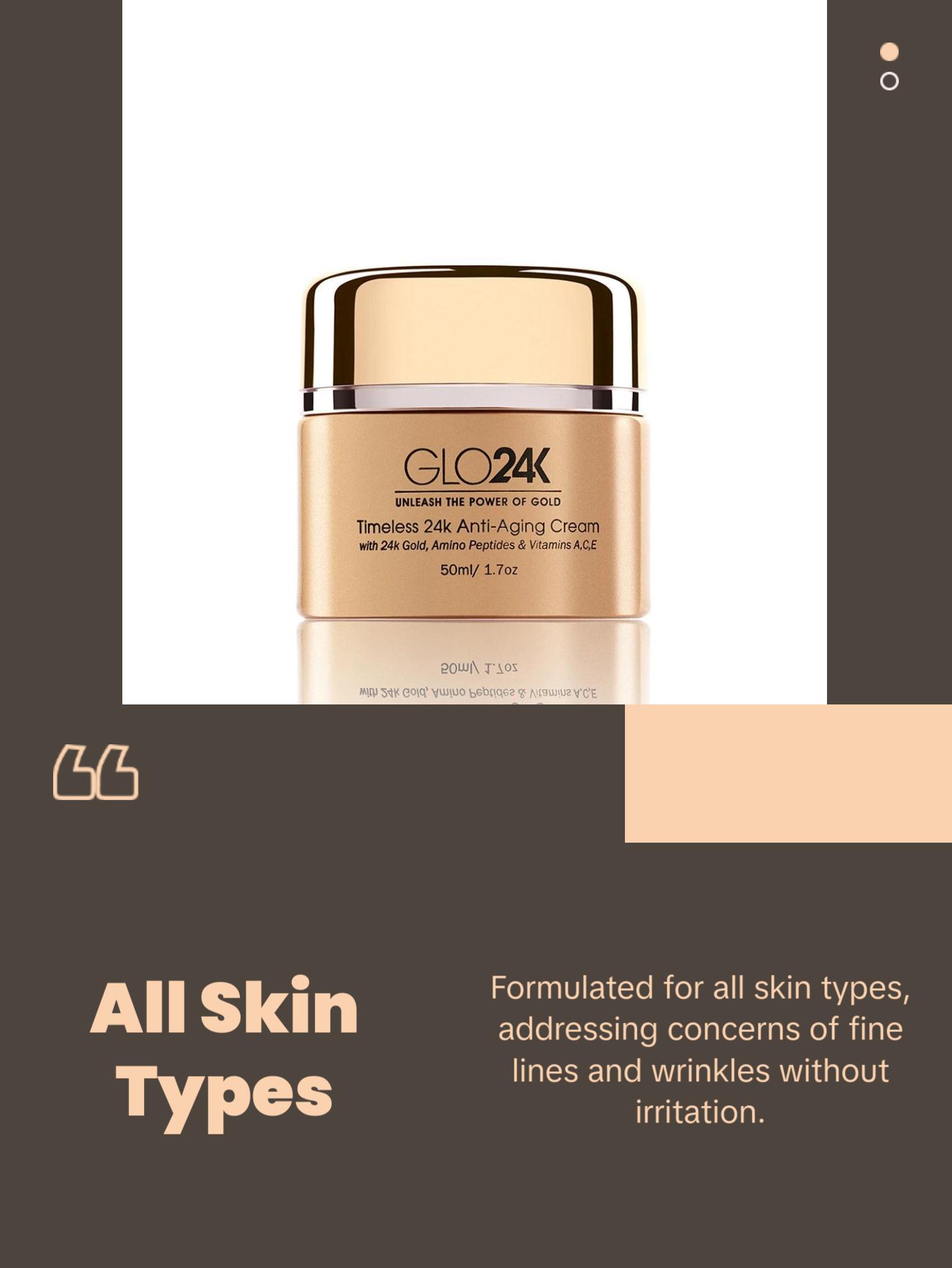 GLO24K Timeless 24K Anti-Aging Cream - Moisturizing Cream with 24K Gold, Alpha-Peptidins & Vitamins for Radiant Skin and Skin Repair GLO24K Timeless 24K Anti-Aging Cream - Moisturizing Cream with 24K Gold, Alpha-Peptidins & Vitamins for Radiant Skin and Skin Repair