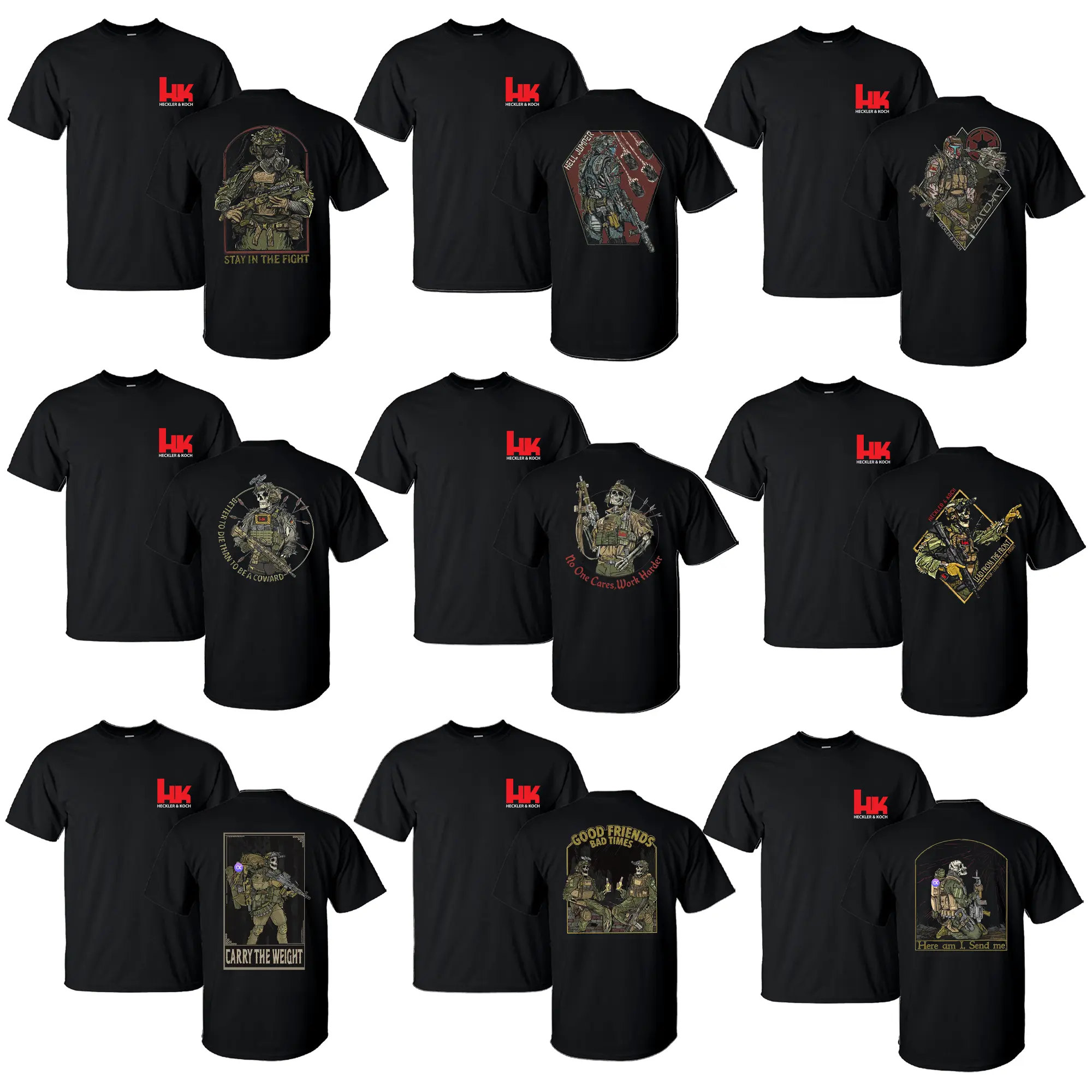 [COLLECTION] Heckler & Koch Tactical Shirt for Men Military Graphic T-Shirt Combat Black Tee Outdoor Apparel