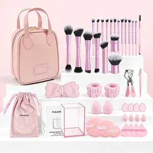 MAANGE 45PCS Makeup Brush Set with Bag – Full Face Kit with Sponges & Powder Puffs, Mother’s Day Gift