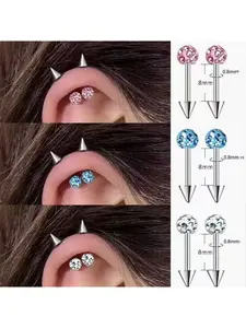 A pair of double-headed devil horn ear studs, vertical high-ear cartilage studs, cute and exquisite earrings, special offer, gift for women