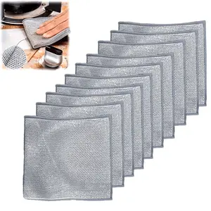 5/ 10/ 20/ 50/ 100pcs Multipurpose Wire Miracle Cleaning Cloths, Wire Miracle Cleaning Cloths, Wire Dishwashing Rag, Resuable Stainless Steel Scrubber Cloth