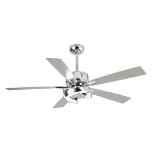 Parrot Uncle 52-inch Vendome Modern Chrome Reversible DC Motor Downrod Mount Ceiling Fan with LED Lighting and Remote Control