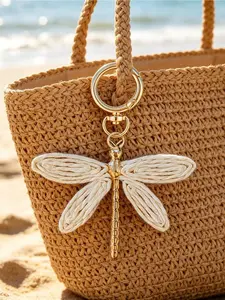 Colorful Dragonfly Keychain, Summer Rafia Dragonfly Pendant, Fresh and Elegant Bohemian Style Pendant, Handmade Keychain, Cute Dragonfly Shaped Keychain Hanger, Beach Bag Accessories, Unique and Exquisite Gifts for Friends, Mother's Day Gifts