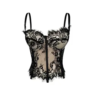 Elegant directional lace camisole vest, multifunctional slim fit outerwear, elegant fishbone corset, sleeveless slim fit spring and summer vest, Women's clothing