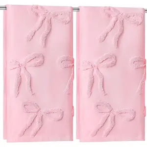 2 Pcs Pink Hand Towels for Bathroom - Coquette Bow Design, 100% Cotton Absorbent Decorative Jacquard Weave, Preppy Bathroom Decor Gift, 13.7 x 29.5 Inches