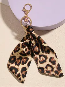 Fashion Leopard Pattern Keychain, Cute Bowknot Design Keychain Wristlet Strap for Women & Girls, Trendy All-match for Birthday Gift