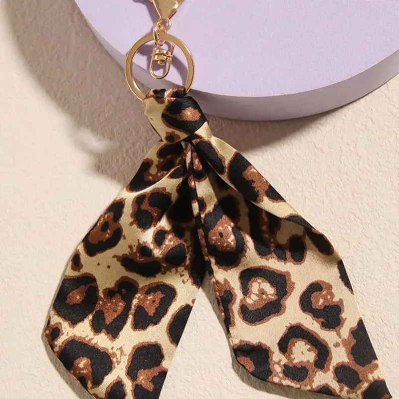 Fashion Leopard Pattern Keychain, Cute Bowknot Design Keychain Wristlet Strap for Women & Girls, Trendy All-match for Birthday Gift, Keychain For Bags, Keychain For Purse