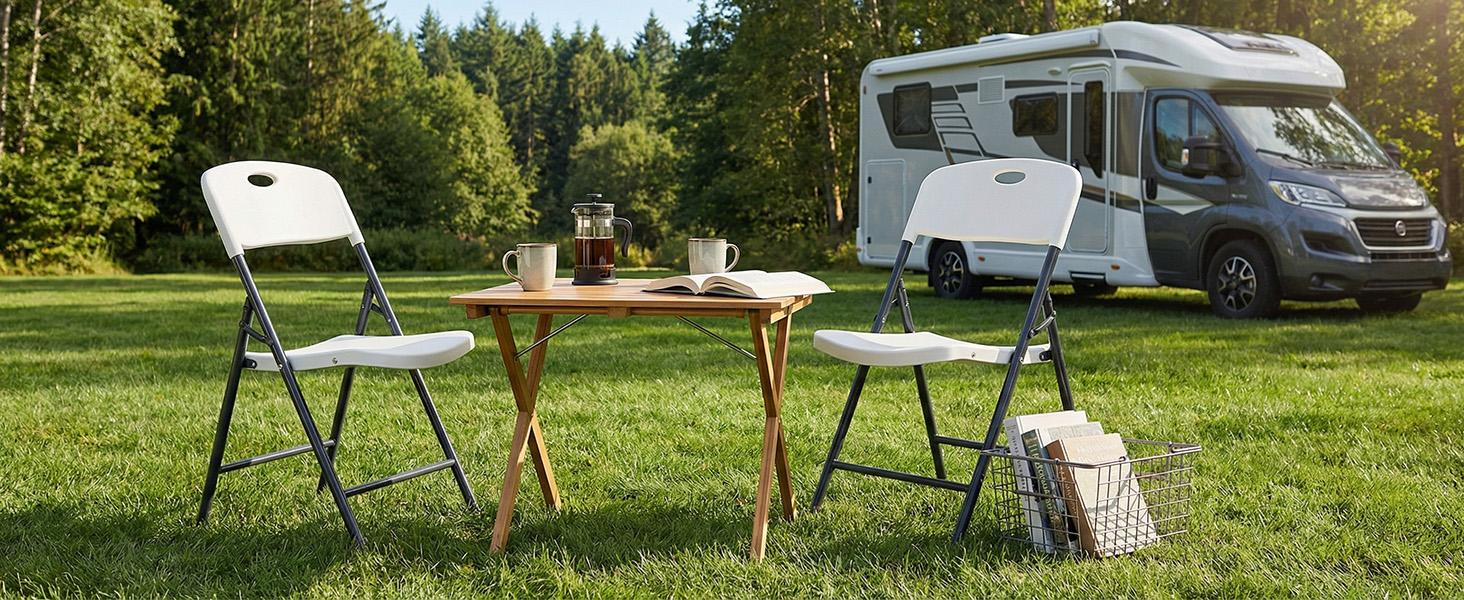 Folding Chairs with Ergonomic Back, Heavy Duty Plastic Stackable Portable Folding Chairs, Weight Capacity 330 Lbs, For Home, Office, Party, Wedding, Patio, Garden, Indoor Outdoor