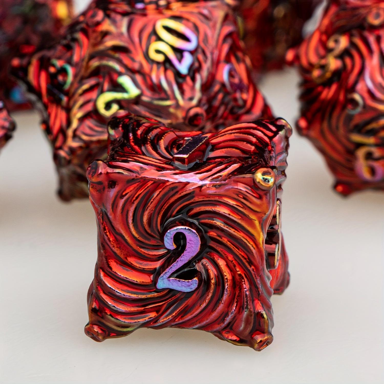 DND Metal Dice Set Blue Dungeons and Dragons Dice 7pcs Vortex Design D&D Dice Polyhedral Dice RPG D and D Role Playing Games Dice D20 D12 D10 D8 D6 D4
