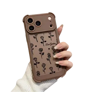 Rose Garden Phone Case Elegant Floral Print Design Compatible with iPhone 17 Pro Max 16 Pro Max 15 Pro 14 13 12 11 Series Simple Color Matching