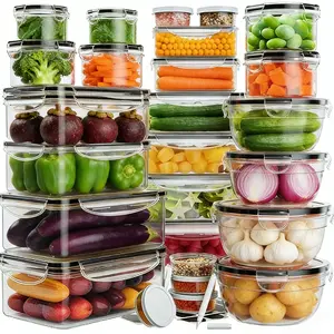 42Pcs Stackable Airtight Meal Prep Set 21 Containers 21 Lids Leakproof BPA Free Reusable with Labels Marker Utensils Kitchen Organization