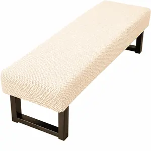 Elastic Long Bench Cover, Stretchable and Easy to Clean, Jacquard Pattern, Protects Living Room, Bedroom, Office Furniture