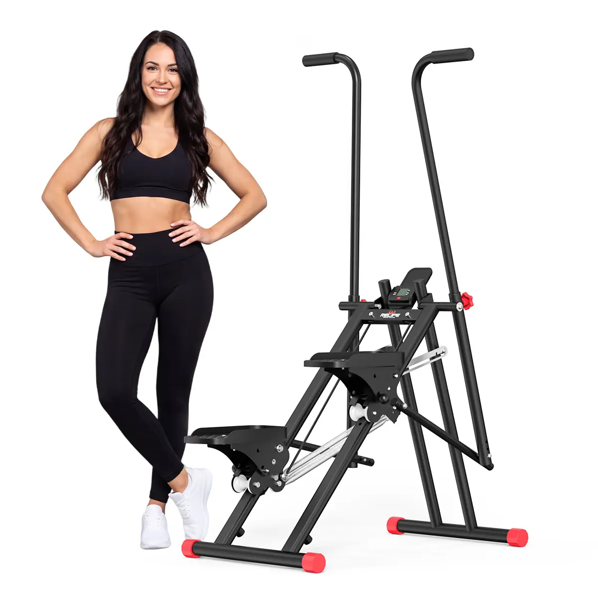 RELIFE REBUILD YOUR LIFE Stair Stepper Machine, Adjustable Step Climber with Dual Handlebar, Full Body Home Workout Equipment with LCD Monitor