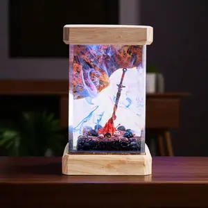 Da.rk So.uls Bonfire Figurines Epoxy Resin Diorama - Handmade Desk Decor Gaming Ornament Collectible Gift Fantasy Miniature Art Piece