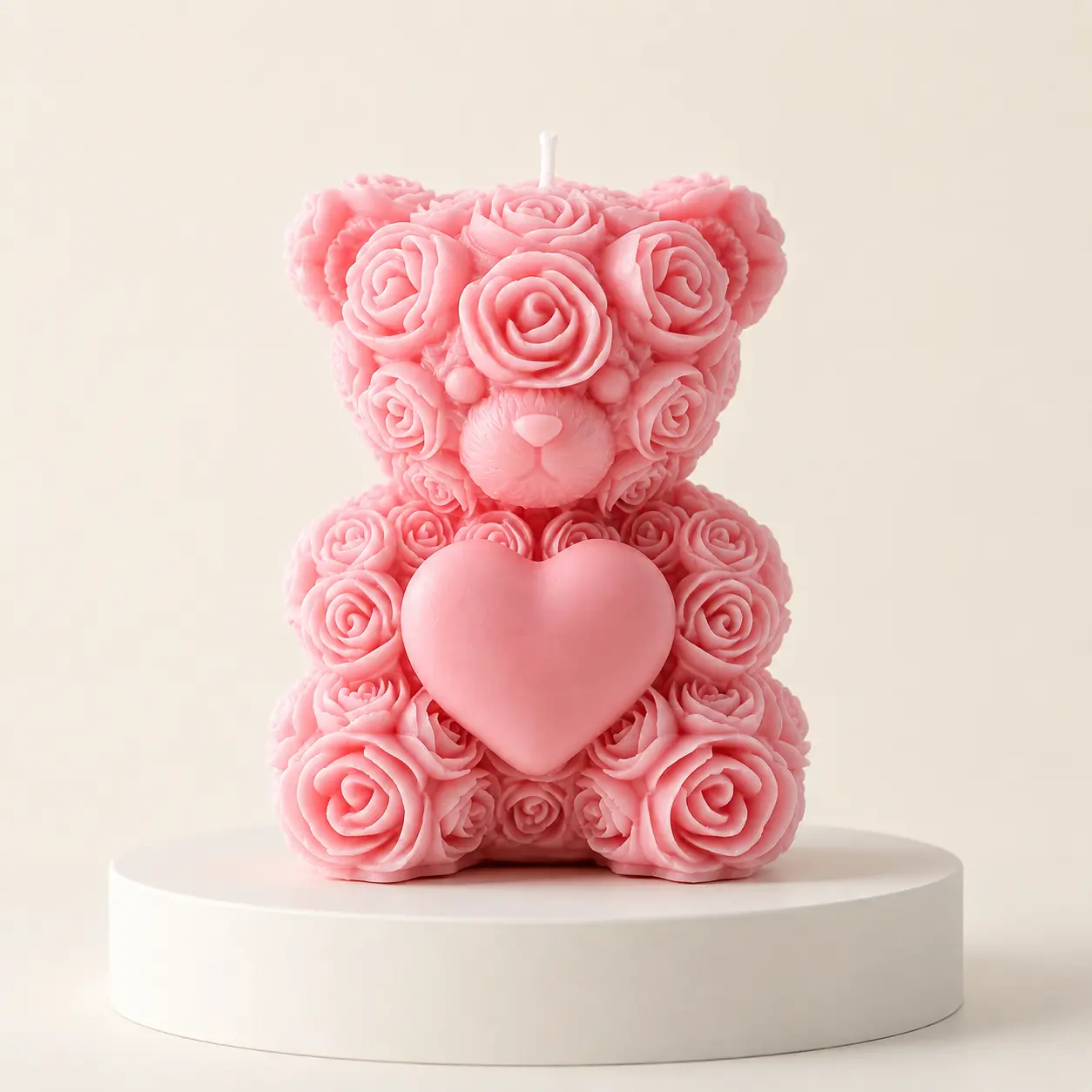 Large 9cm 3D Rose Teddy Bear Silicone Mold Set / Single - Heart & Bow Tie Floral Bear Candle Molds for DIY Candle Making Supply, Soap, Epoxy Resin Casting
