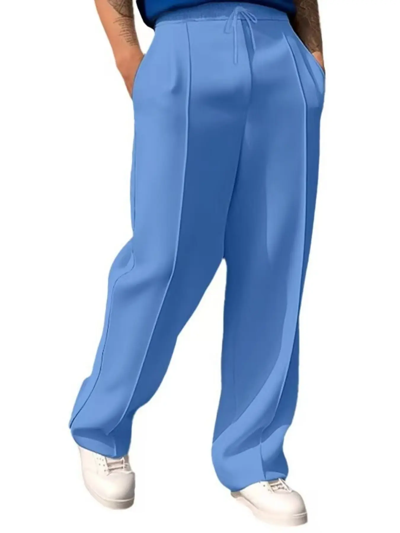Men's Straight Leg Fitted Casual Pants, Classic Casual, High-Quality Fabric, Plain Pleated Design, Perfect for Daily Wear & Business Meetings, Casual Street Pants, Must-Have Wardrobe Item
