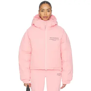 Whitespace Cropped Puffer Jacket in Pink Icing