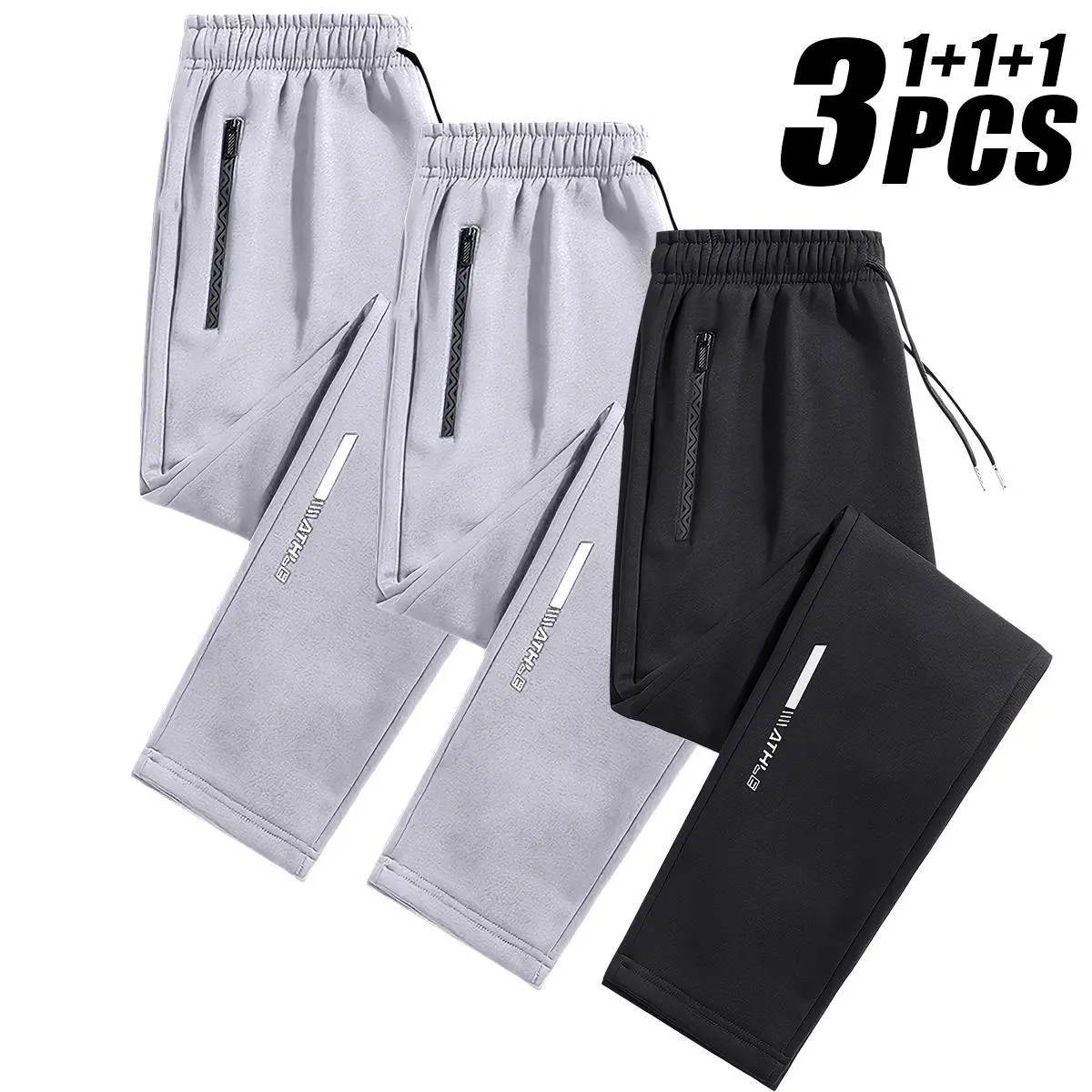3-Pack Men's Sport Pants, Ice Silk & Breathable, Regular Fit, Fashionable for Sports, Outdoor Activities, Gym & Running 3-Pack Men's Sport Pants, Ice Silk & Breathable, Regular Fit, Fashionable for Sports, Outdoor Activities, Gym & Running