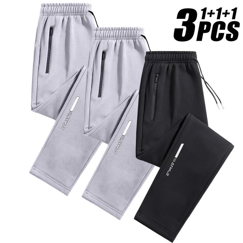 3-Pack Men's Sport Pants, Ice Silk & Breathable, Regular Fit, Fashionable for Sports, Outdoor Activities, Gym & Running 3-Pack Men's Sport Pants, Ice Silk & Breathable, Regular Fit, Fashionable for Sports, Outdoor Activities, Gym & Running