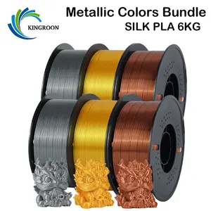 KINGROON Silk PLA 3D Printer Filament, 1.75mm, 6kg Bundle - (1kg Each), Glossy Color-Shifting Finish, Compatible with Bambu Lab, Ender 3, Creality, Prusa Printers, Vacuum Sealed printing