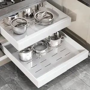 Kitchen Pull Out Cabinet Organizer, No Clutter Sliding Drawer Rack, Expandable Space Saving Storage, Apartment Essentials