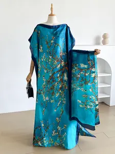 Elegant Plant Pattern Shawl Set, Shawl Wrap, Slim-Fitting Sun Protection Scarf, All-Season Beachwear, Women's Silk-Like Fabric Accessory