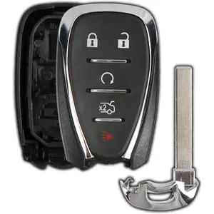 KeylessOption Key Fob Cover Case Replacement For 2016,2017,2018,2019,2020 Camaro,Cruze,Malibu,Sonic Remote Shell, 5-Button HYQ4AA, HYQ4EA, No Programming Required