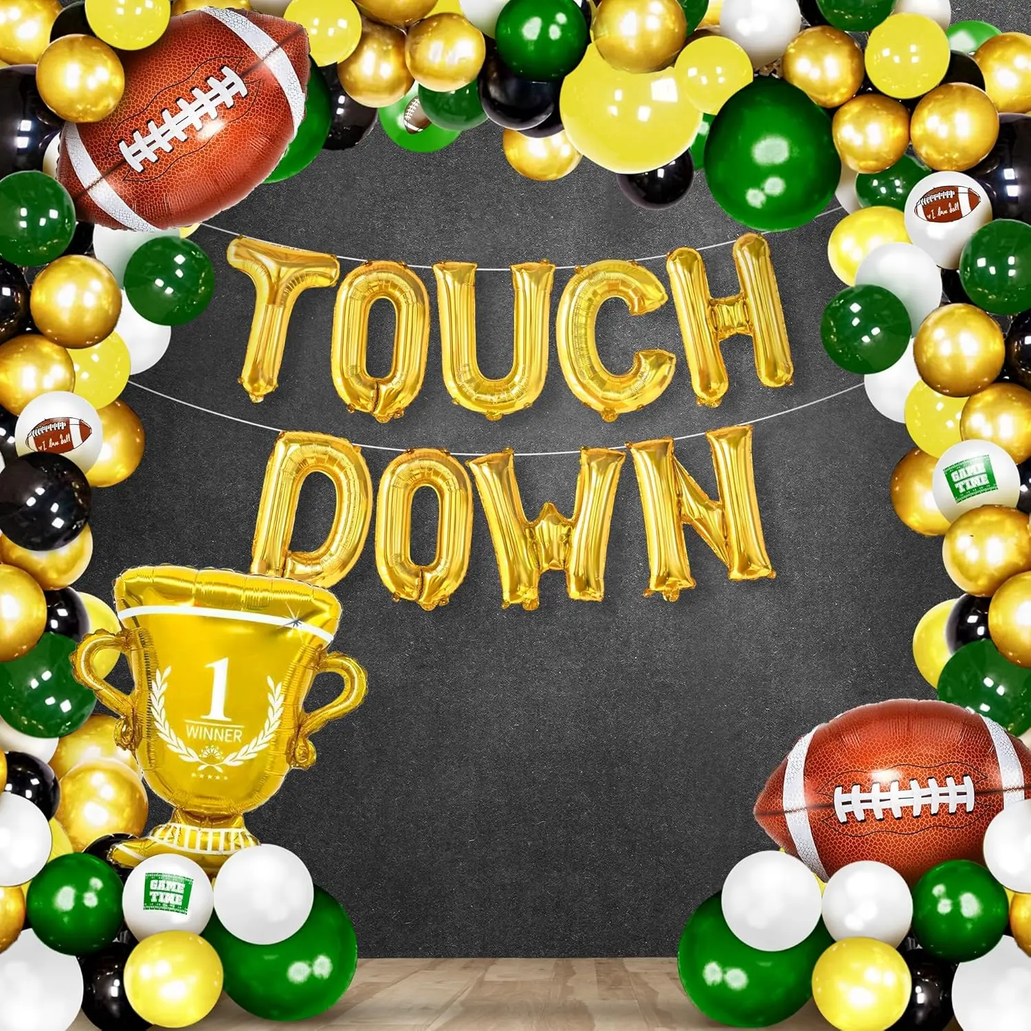118PCS Football Party Kit Touchdown Foil Balloons for Football Theme Birthday & Game Day Decor