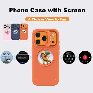 New Smart Secondary Screen Phone Case Compatible with iPhone 17/17 Pro/17 Pro Max, Magnetic Shockproof Full Wrapped Protective Cover, Selfie Preview Back Display, Incoming Message Reminder Anti-Scratch Anti-Fall Phone Shell