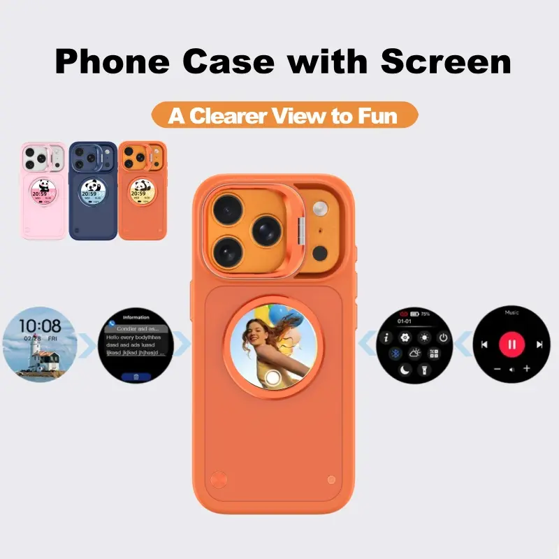 New Smart Secondary Screen Phone Case Compatible with iPhone 17/17 Pro/17 Pro Max, Magnetic Shockproof Full Wrapped Protective Cover, Selfie Preview Back Display, Incoming Message Reminder Anti-Scratch Anti-Fall Phone Shell