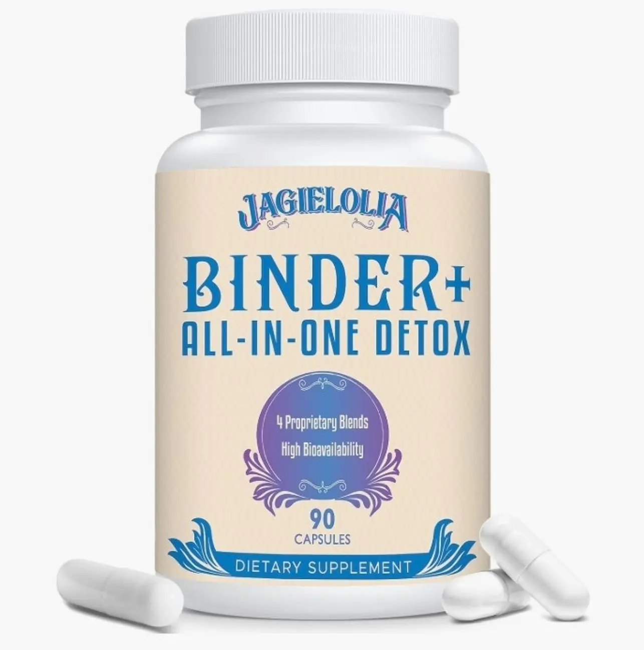All-in-One Detox Binder Supplement 1500 MG - High Bioavailability, Liver Gut Detox Cleanse with Activated Charcoal, Zeolite & Bentonite Clay for Toxins, Liver, Digestive, 90 Vegan Capsules