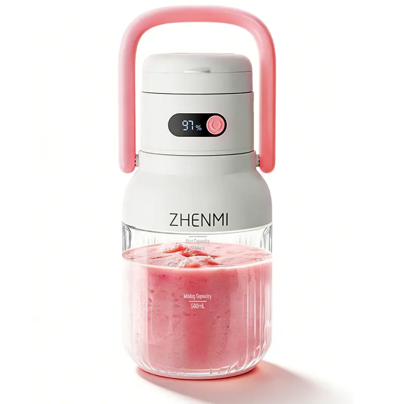 Pink-33oz Cordless Portable Blender, USB Rechargeable Personal Smoothie Maker, BPA-Free Ice Crushing Blender for Shakes, Smoothies, Travel, Outdoor & Home Use