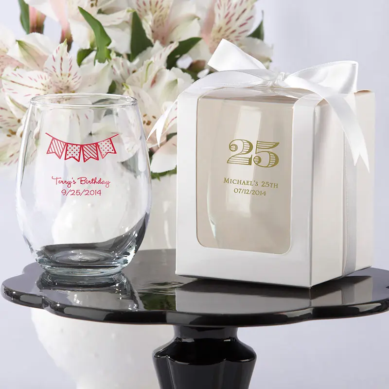 Kate Aspen 30009NA-BD PersonalizedBirthday Designs Stemless Wine Glass