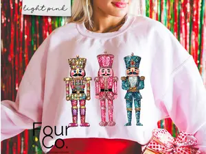 Sparkle Nutcracker Sweatshirt, Disco Christmas Sweatshirt, Faux Glitter Nutcracker