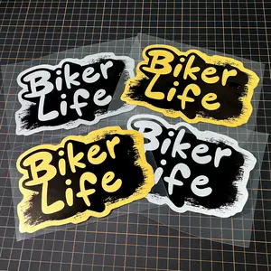 1PC Biker Life  Decor Sticker For Motorcycle Bodies, Riding Supplies "Biker Life" Handwritten Font + Contrast Themed Decor Fill With Motorcycle Enthusiast Casual Life Vibe Enhance Riding Cool Style Recognition Fit Motorcycle/Daily Scenarios