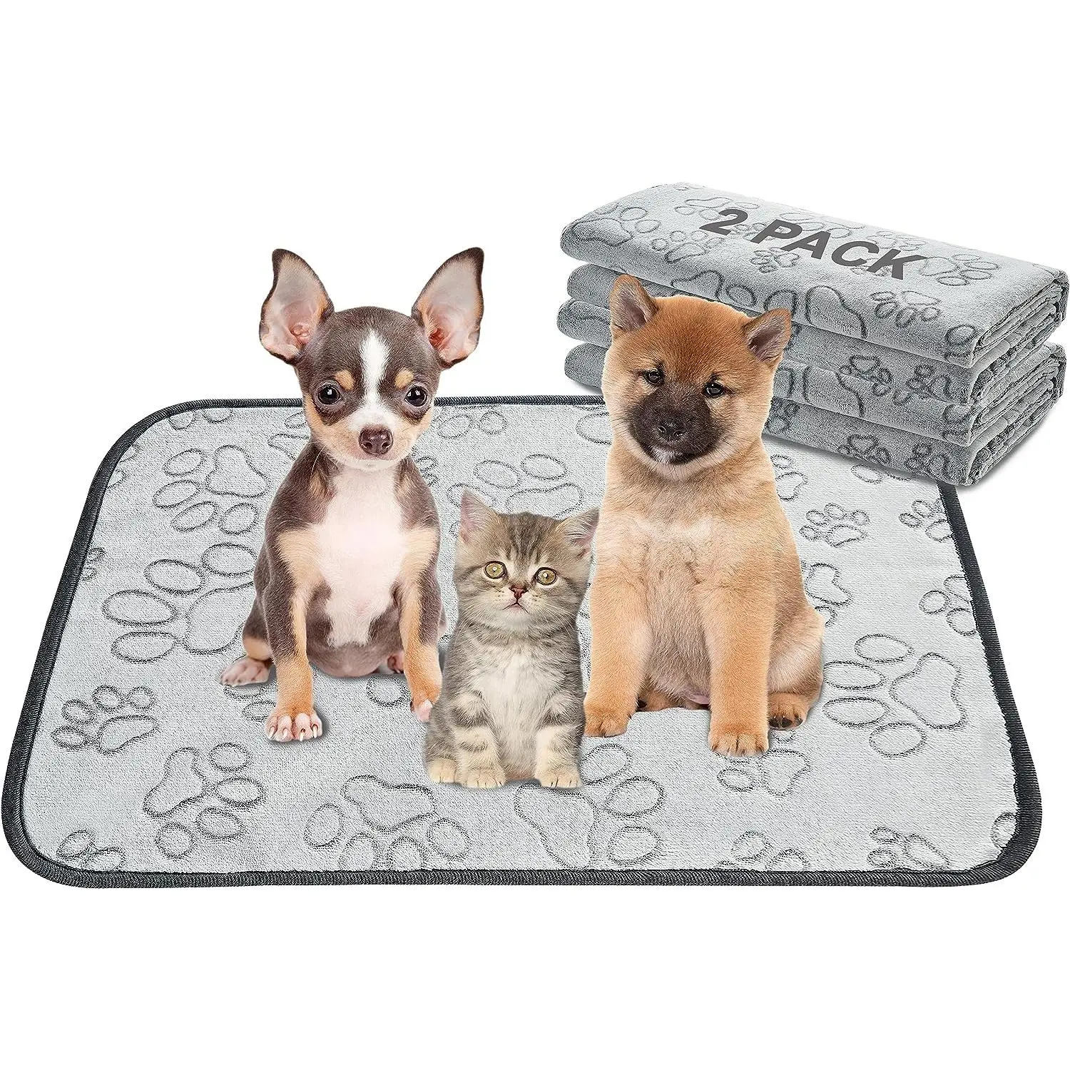 Reusable Puppy Pads - 2 Pack Pee Pads for Dogs, Waterproof Non Slip Leakproof Training Mats
