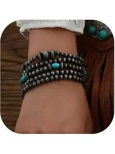 Serelune Jewelry B Navajo Pearls Jewelry Navajo Pearl Beads Bracelet for Women Turquoise Western Bracelets Native American Jewelry for Women
