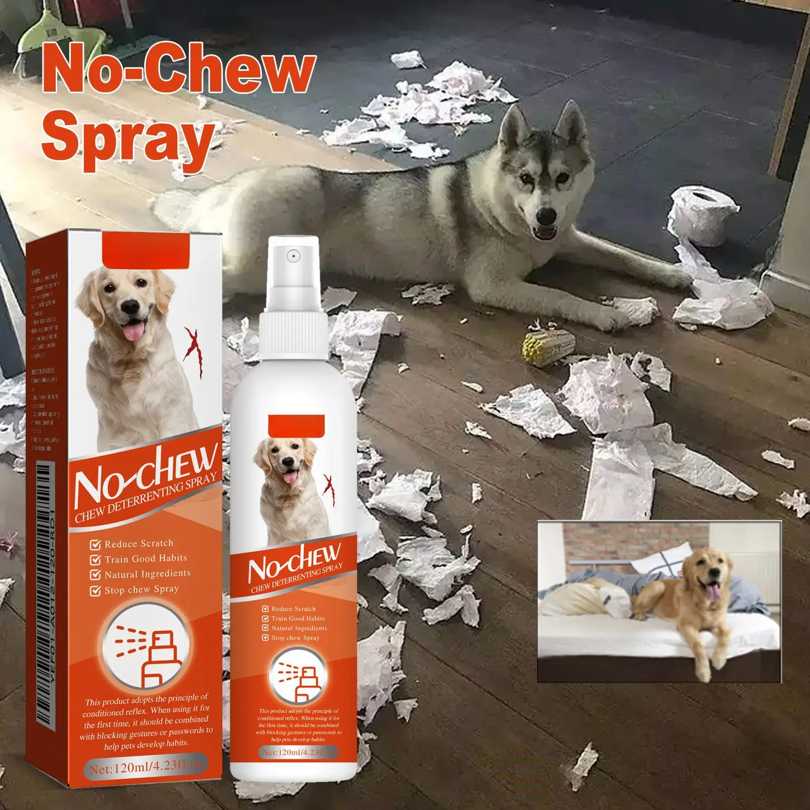 Pet Anti-Chew Spray – Behavior Correction for Cats & Dogs, Stops Biting and Scratching