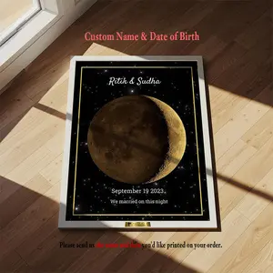 Personalized Moon Phase, Custom Name & Date Moon Phase Print, Wedding Night Wall Art, Meaningfull Anniversary Gift from Son, Daughter, First Mummy idea