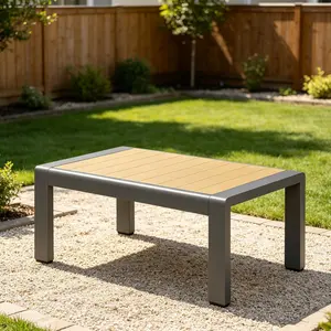Aoxun 1-Piece Dark Grey Aluminum Coffee Table, Outdoor Patio Side Table, Modern Terrace Table for Garden & Backyard